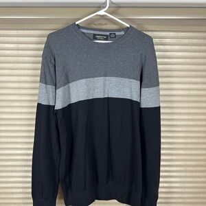 Claiborne Crewneck Sweater in Gray and Black with Modern Color Block